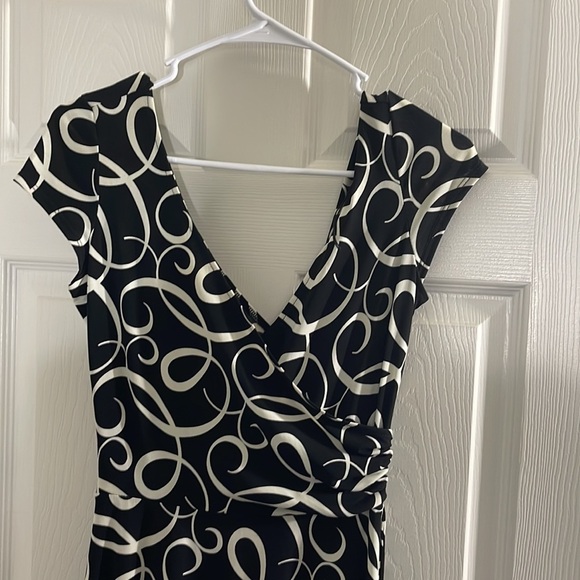 London Times women's black and white swirled dress, size 4 - Picture 5 of 10